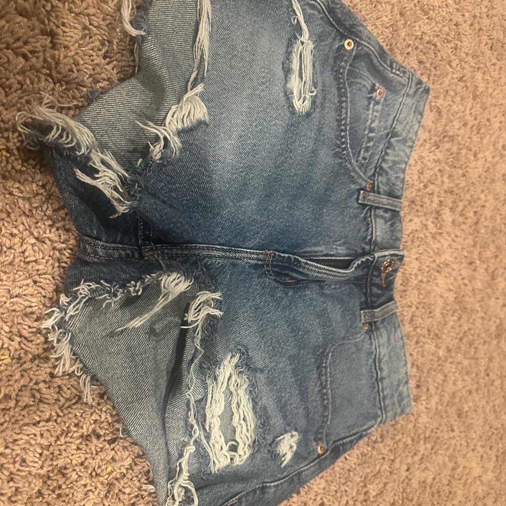 Garage Blue Distressed Jean Shorts